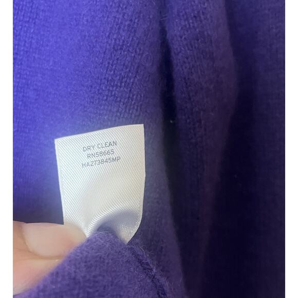 HALOGEN 100% Cashmere V-neck Knit Sweater Women’s Sz Small Petite Purple - Picture 7 of 7